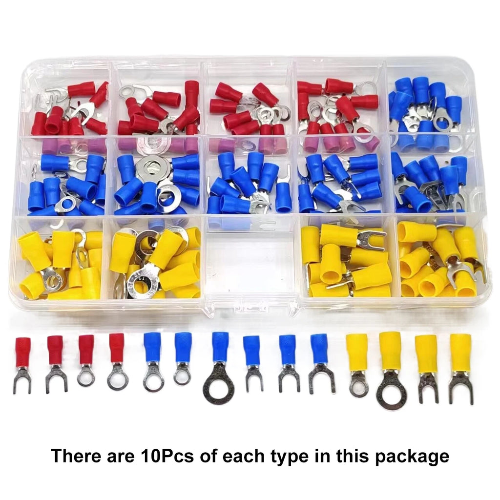 Insulated Cable Connector Electrical Wire Crimp Spade Butt Ring Fork Set Ring Electric Crimp lugs Rolled Terminals Assorted Kit