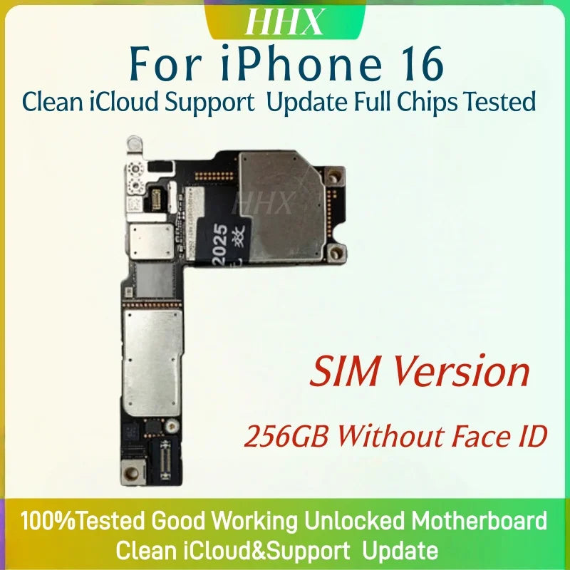 512GB Mainboard Clean ICloud With System For iPhone 16 256GB Logic Board 128GB Full Function Support Update Face ID Motherboard