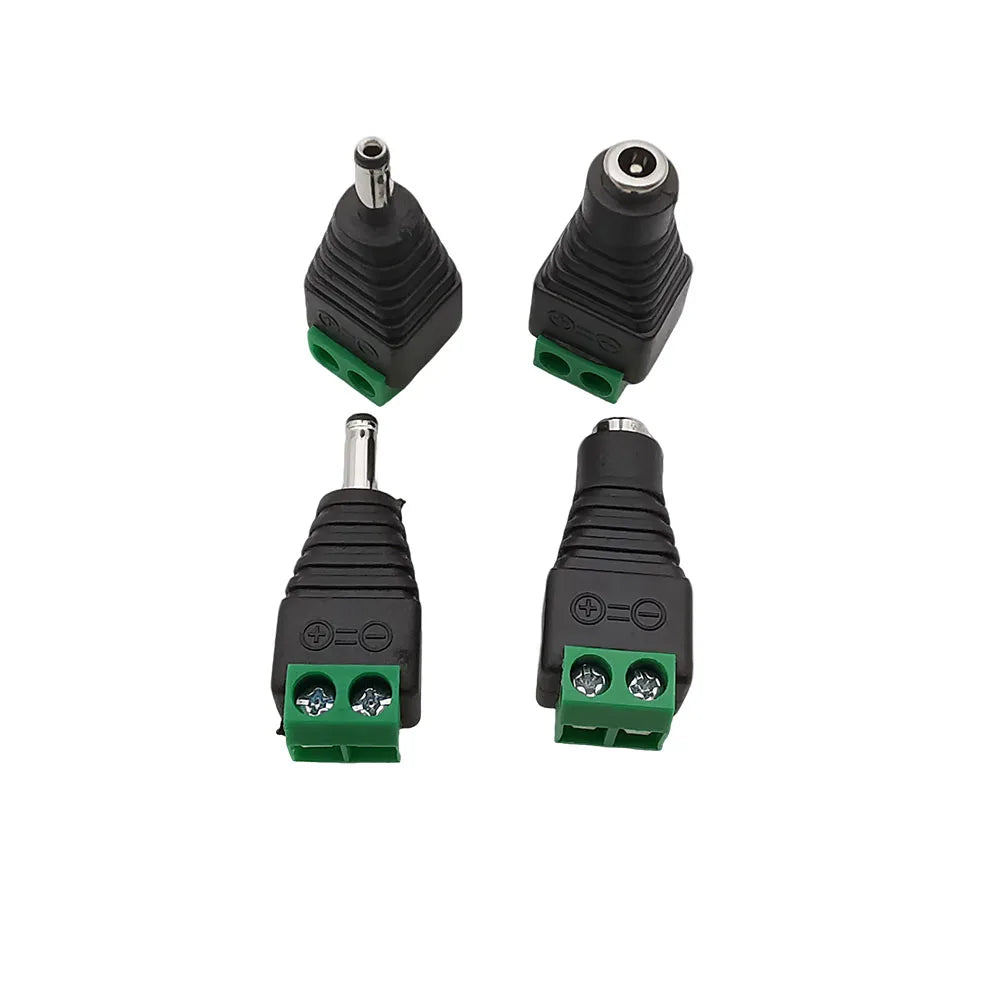 10Pcs DC 12V Male Female Socket Connectors 3.5 x 1.35mm DC Power Plug Jack to Screw Terminals Adapter for Led Strip Light DIY