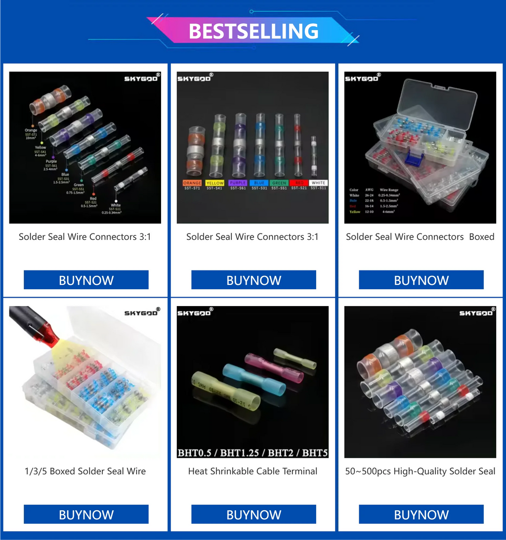 Solder Seal Wire Connectors 3:1 Heat Shrink Insulated Electrical Wires Terminals Butt Splice Waterproof 10/20/30//50/100pcs