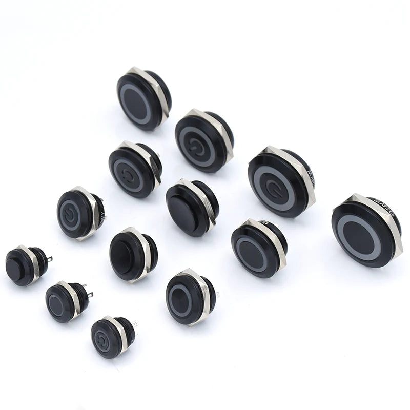 12mm 16mm 19mm 22mm Ultra Short Micro Stroke Stainless Steel Push Button Switch with LED Lamp Waterproof Self-reset/Momentary
