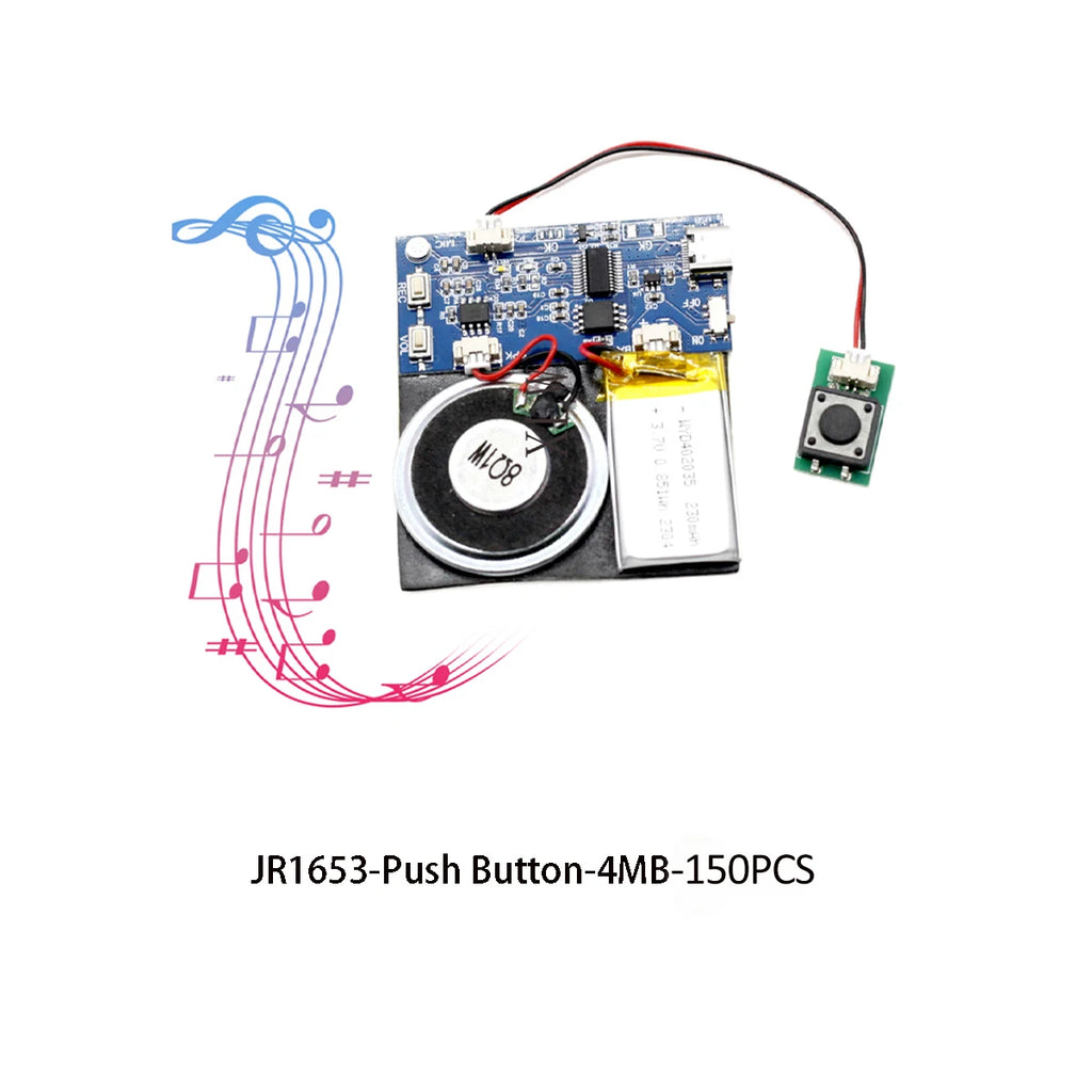 4MB/16MB Push Button Sound Module USB Downloadable & Recordable & Rechargeable with MP3 Audio Playback for Xmas Greeting Gifts
