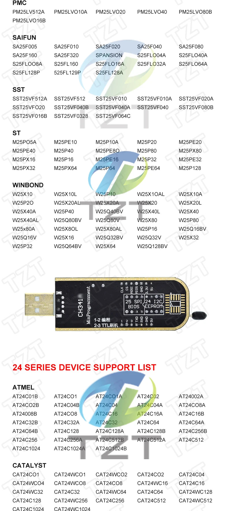 CH341B CH341 24 25 Series EEPROM Flash BIOS USB Programmer Module SOIC8 SOP8 Test Clip For EEPROM 93CXX / 25CXX / 24CXX DIY KIT