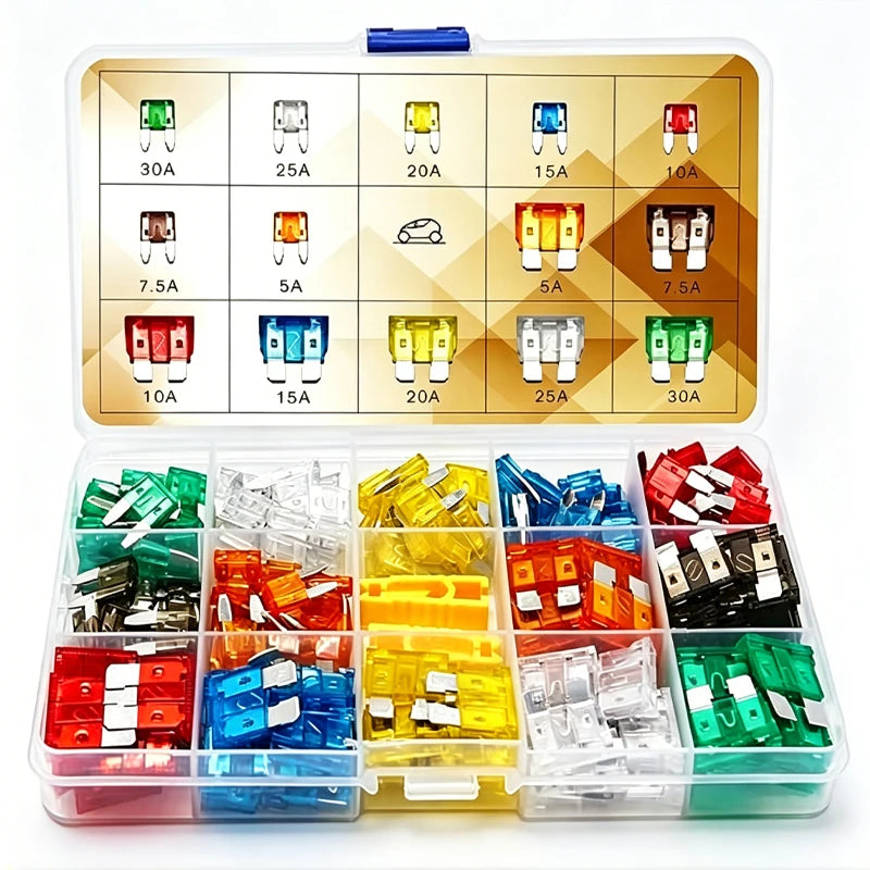 140PCS Car Blade Fuse Kit, Standard & Mini Auto Blade Fuses Assortment, ATC/ATO Automotive Fuses 5A 7.5A 10A 15A 20A 25A 30AMP
