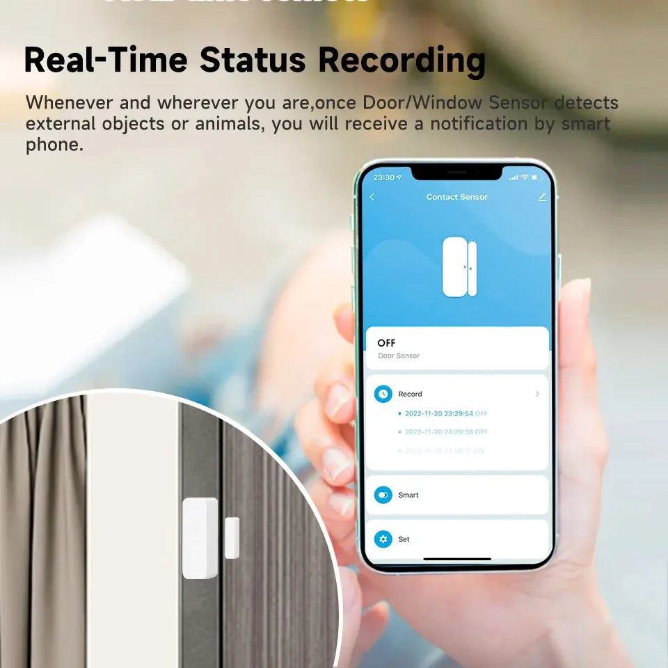 Zigbee Wifi Door Window Entry Sensor Security Burglar Magnetic Alarm Smart Life Compatible with Alexa Google Home Tuya