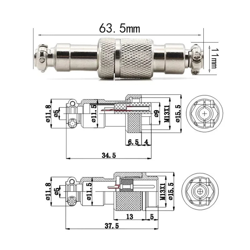 5/20PCS GX12 Connector 2/3/4/5/6/7 Pin Aviation Socket  Plug Docking Connector Male  Female Circular Connector 12mm