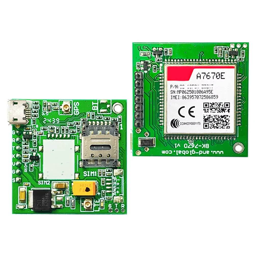 A7670E LTE Cat1 Module Breakout Board With 4G PCB FPC GPS Antenna Dual SIM Card Europe Middle East Africa Korea Thailand