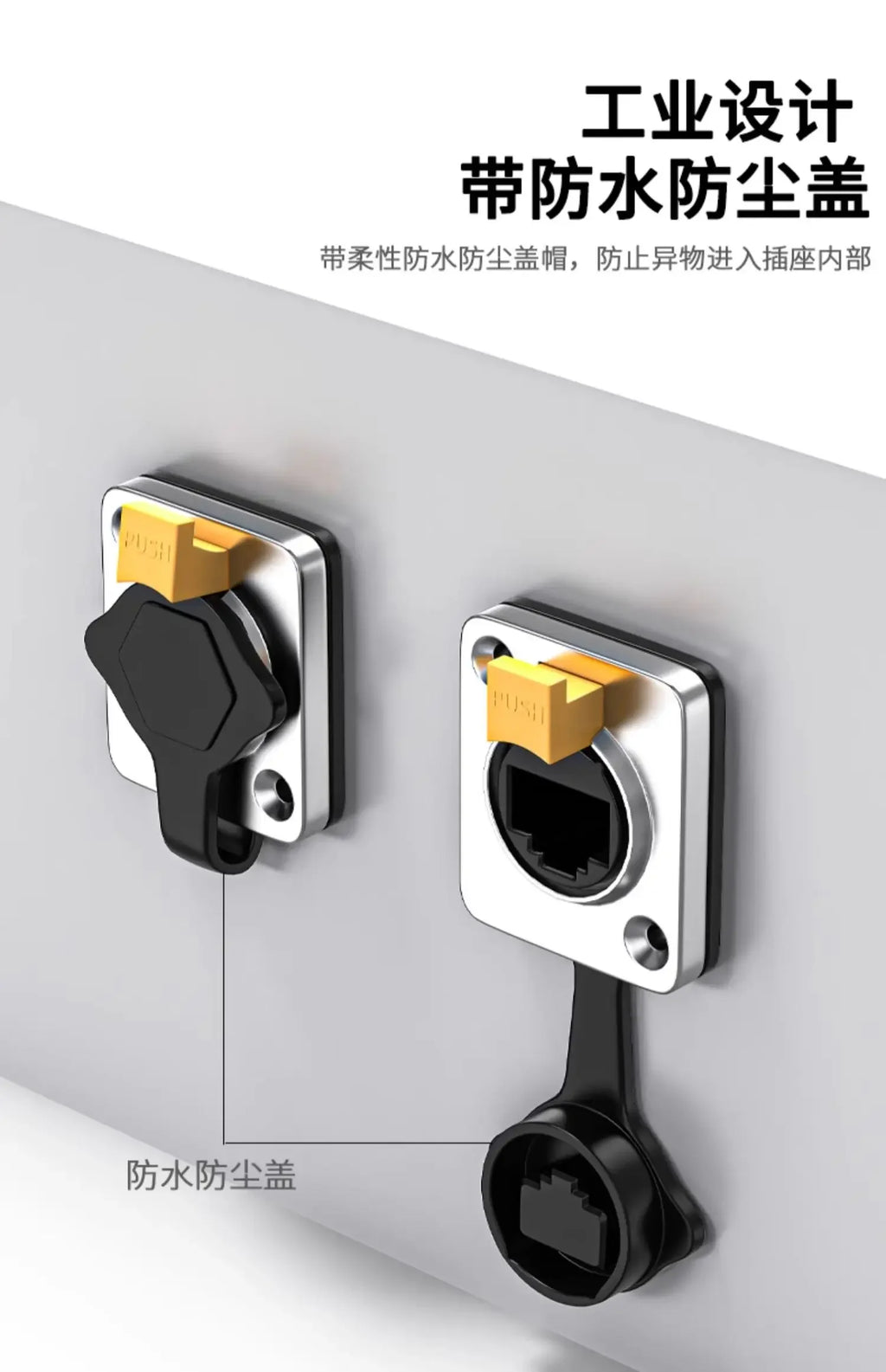 Waterproof CAT6A RJ45 Plug Socket Industrial Ethernet Cable Extender Adapter Category 6 Network Interface Panel Module Connector
