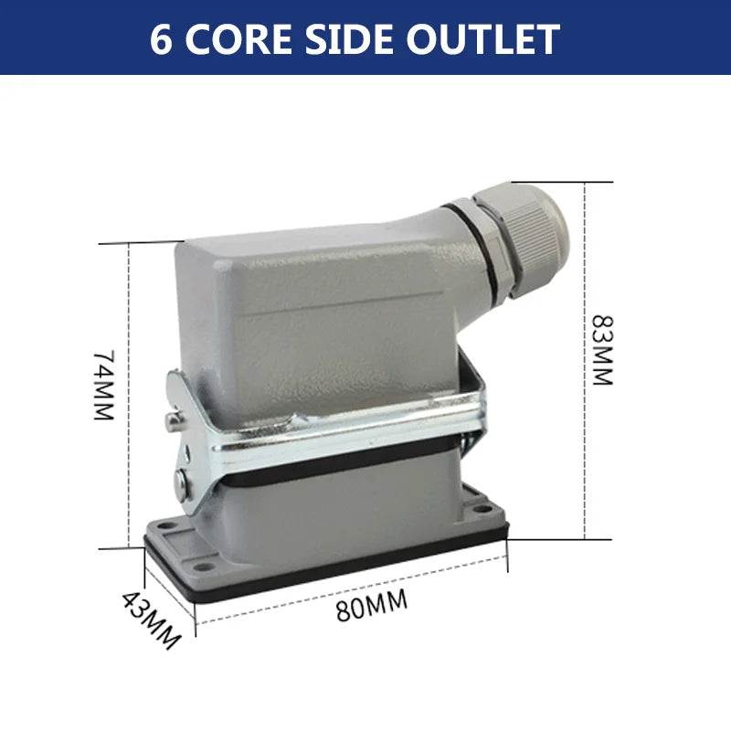 Rectangular Heavy Duty Connectors HDC HE 4 6 8 10 16 20 24 32 48 Core Pin 16A Waterproof Aviation Plug Top Side Line Connector