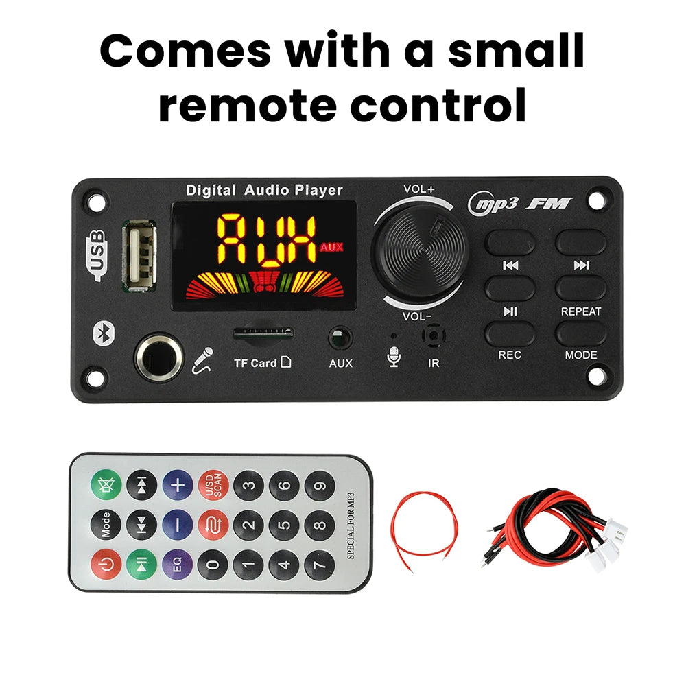 DC 7-24V MP3 Audio Decoder Module Bluetooth 5.0 Lossless Amplifier Decoder Board Music Playback Volume Controller 87.5-107.5MHz