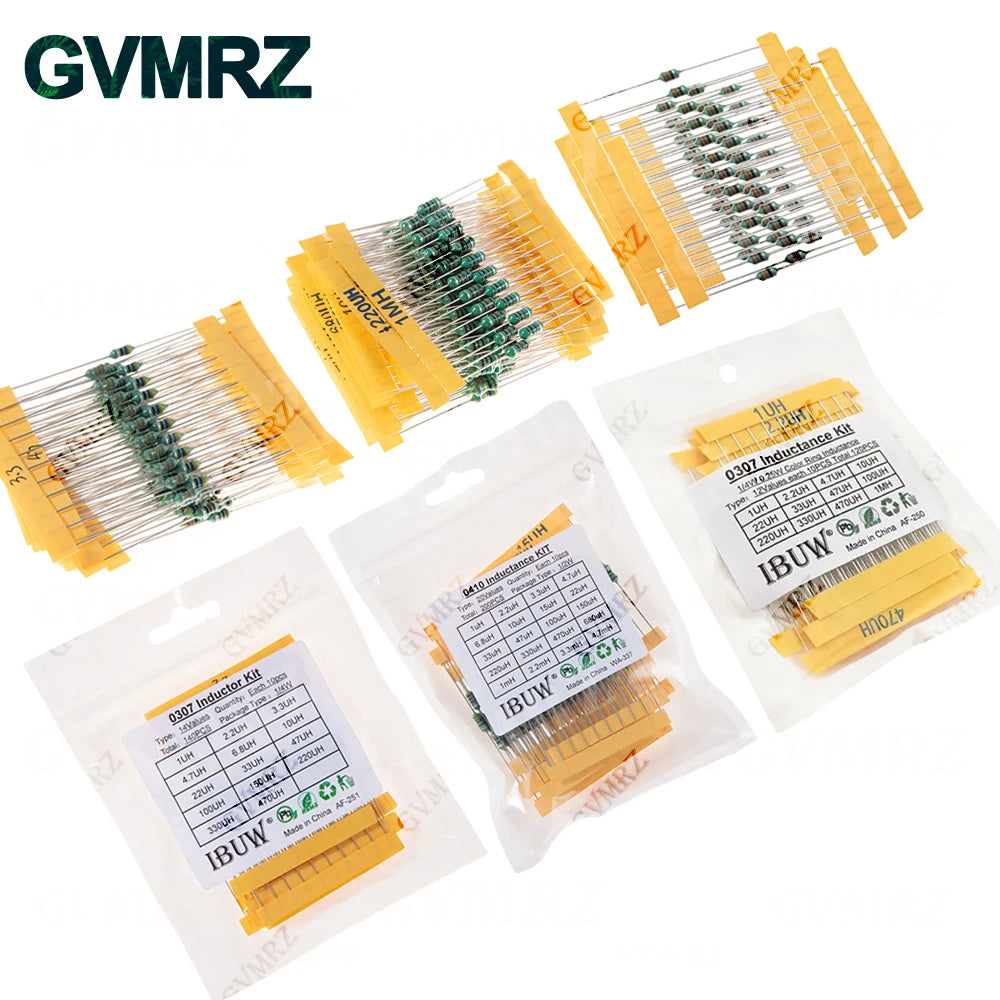 Color Ring Inductor Assortment 0307 1/4W  0410 1/2W 1UH 10UH 100UH Inductors Inductors Assorted Set Kit
