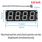 I2C 4-digit 7-segment LED Display Module, Supporting Coexistence of Decimals and Clocks I2C Digital Tube Compatible with HT16K33