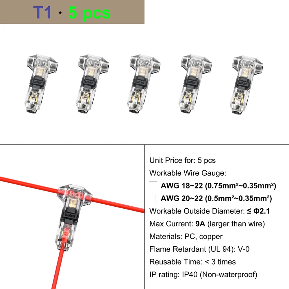 Cable Terminal Electric Wire Connector Clamp Block Quick Splice Scotch Lock Crimp for LED Car Wiring Joint Kit Tool Accessories