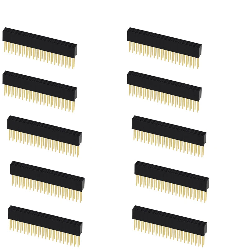 10PCS 2.54mm Pitch Straight Pin Header Male Connector 1x6/1x8/1x10/1x15/1x20/1x40 2x6/2x8/2x10/2x20 Single/Double Row PC