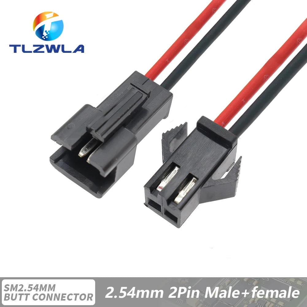 10PCS JST SM 2/3/4/5/6Pins 2.54MM Plug Male to Female Wire Connector cable pigtail Plug LED Connecting line 20cm Long