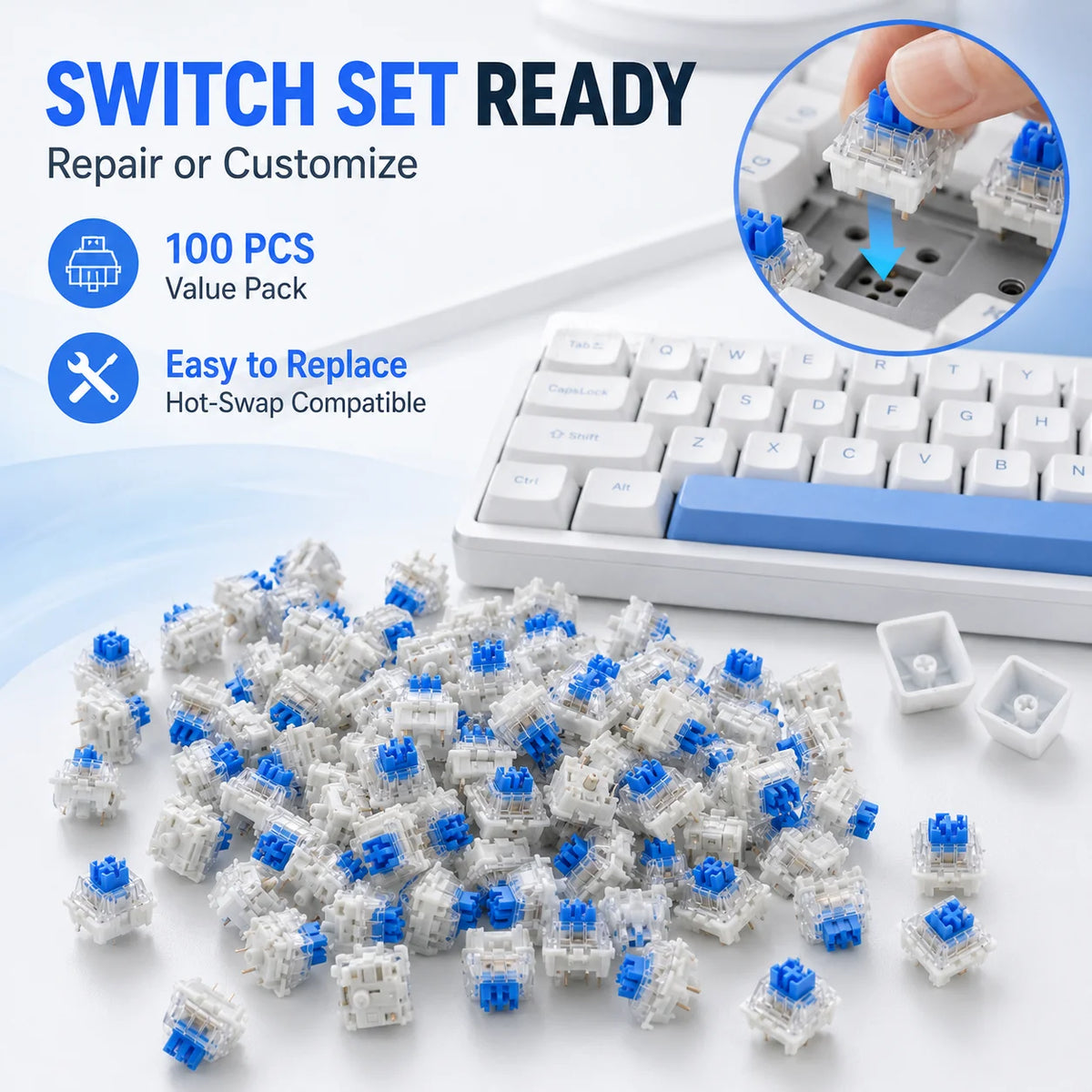 DIY Mechanical Keyboard Switches 30/50/100 PCS 3 Pin Tactile Clicker Keys Replacement Parts Accessories Use