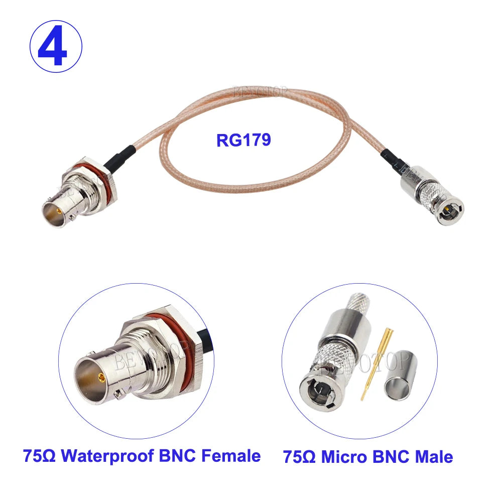 1Pcs RG179 Cable 75 Ohm Micro BNC Male to BNC Male/BNC Female Connector RG-179 RF Pigtail HD Video Mini BNC to BNC Jumper Line