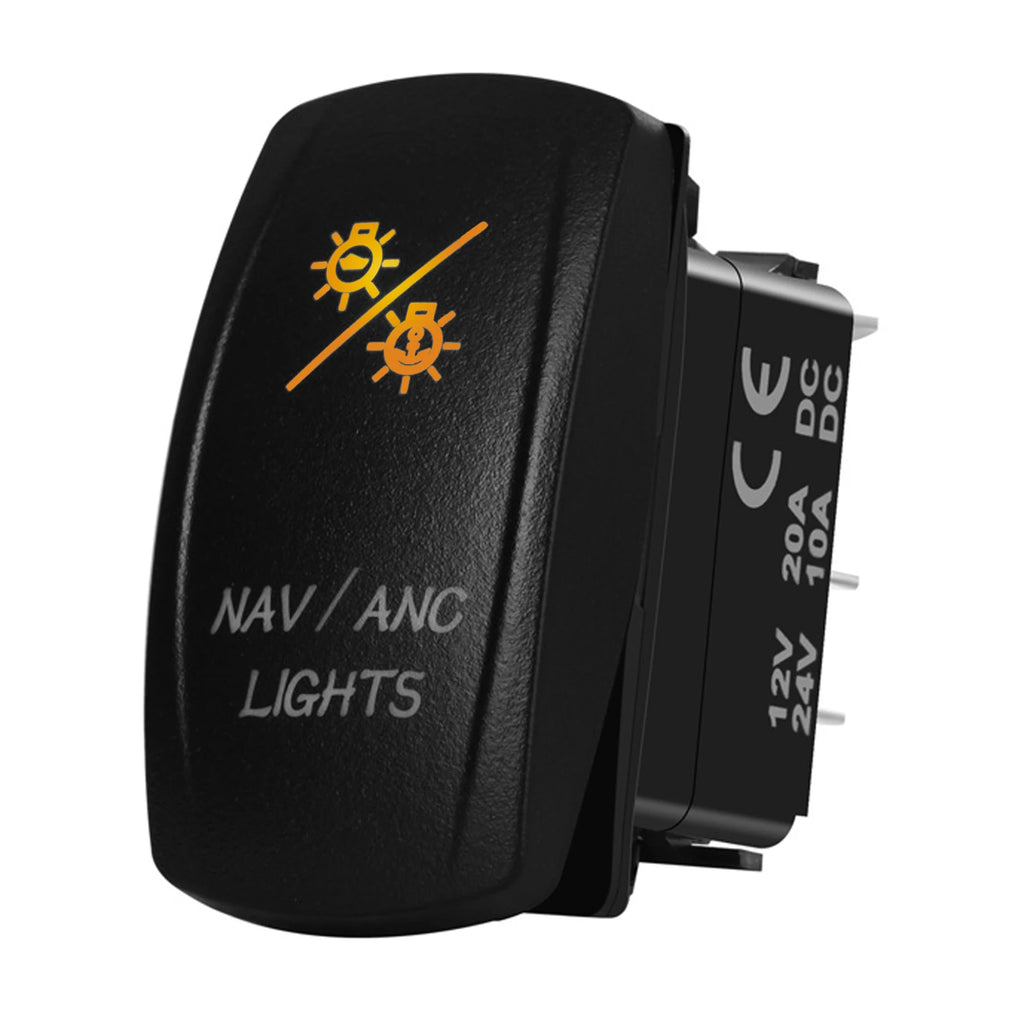 Marine Boat Rocker Switch 12/24V Orange Backlit Anchor Beacon Up Down Button ON OFF/ON OFF ON Momentary Toggle Switch Waterproof