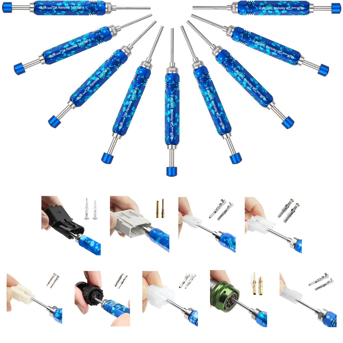 JRready Terminal Extractor Tool For HARTING/TE&AMP 4.2/6.35/2.13/CPC&Molex&Delphi Weatherpack&Amphenol RT360 Series Connectors