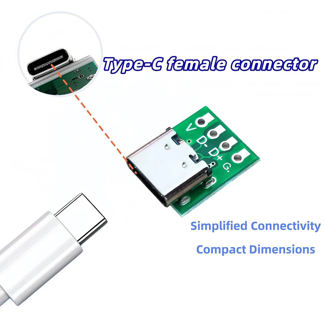 USB 3.1 Type C Connector Board DIY Serial Basic Breakout Female Connector USB Type C Breakout Board with PCB Converter Board