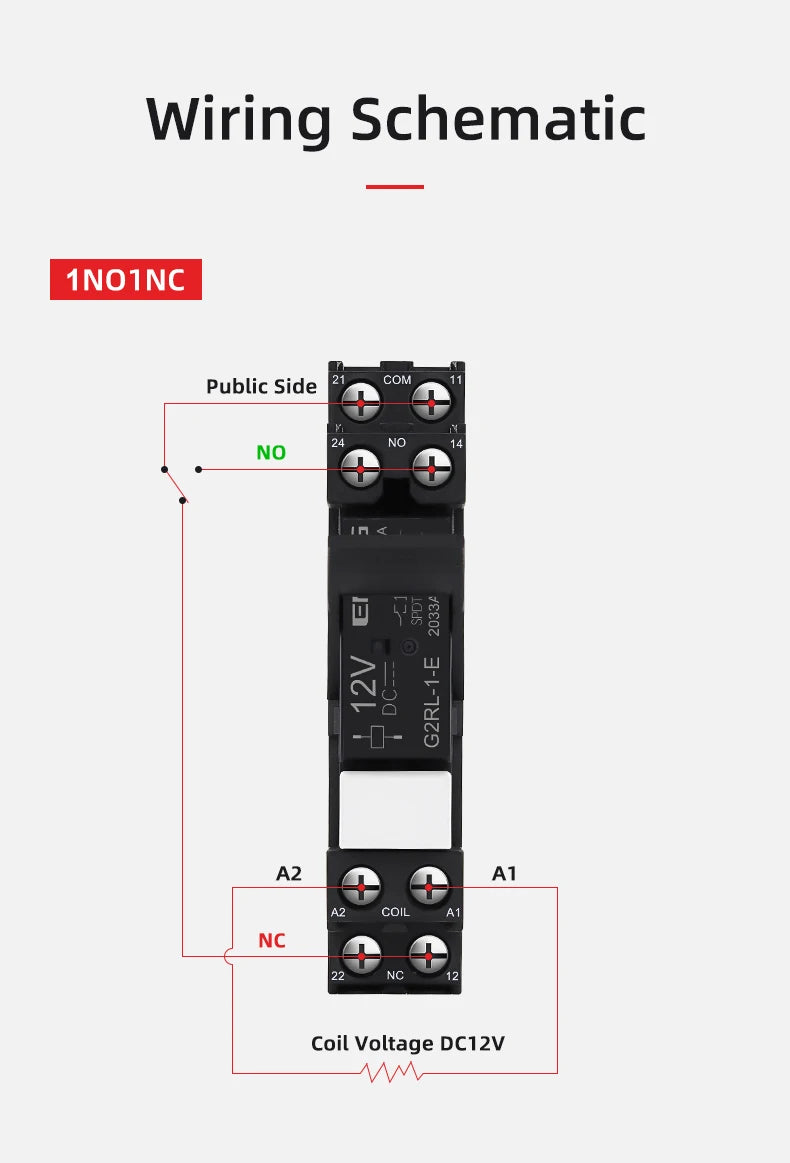 ENMG G2RL-1-E/G2RL-2 DIN Rail Relay 16A 24VDC SPDT LED Indicator Compact Electromagnetic Relay with Surge Protection TVS