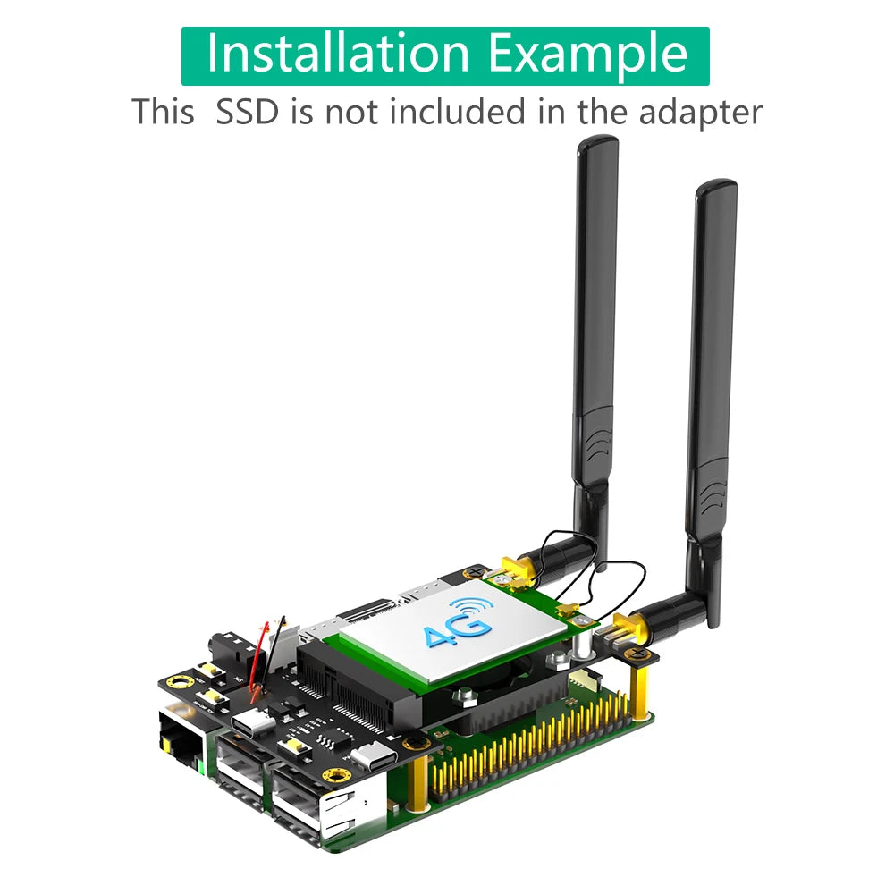 4G 3G LTE WWAN GSM Modem Module Mini PCI-E MPCIe Wireless Adapter Card Dual Nano SIM Slot + 2 Antennas For Raspberry Pi 4 3 2 B+
