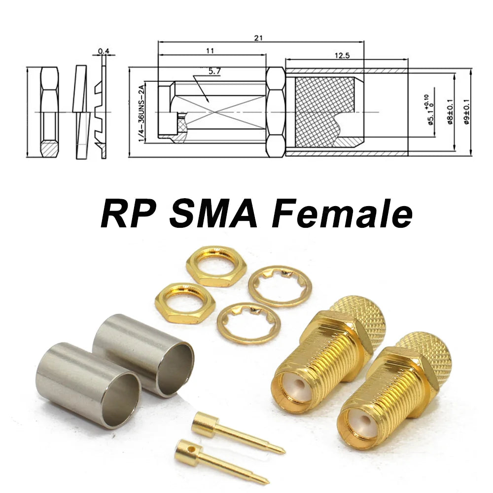 SMA RPSMA Male Plug Female Jack Crimp RF Coaxial Connector Bulkhead RP SMA 5D-FB 50-5 RG5 RG6 LMR300 Cable Wire Terminals 50ohm