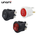 20mm Round Rocker Switch Square Base Black/Red 6A 250V DPDT Power Switches