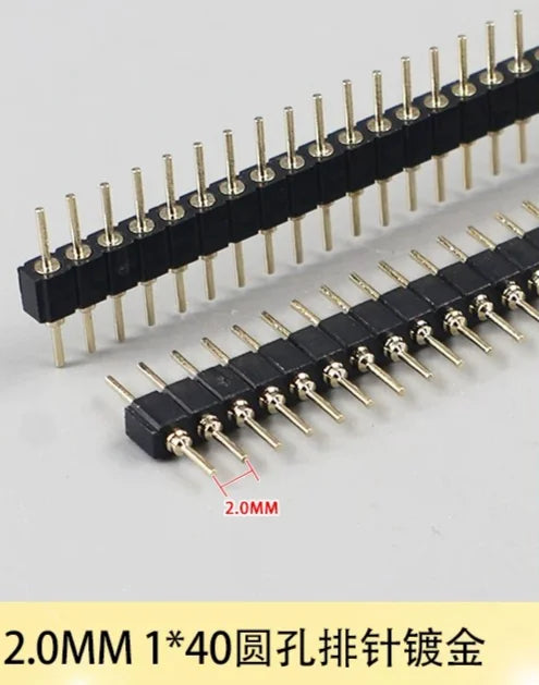 1/5pcs Round Hole Pin Header 1.27/2.0/2.54MM Pitch Row Female/Male Single Row 1x40P / 2x40P Double Row Pin Round Pin Gold Plated