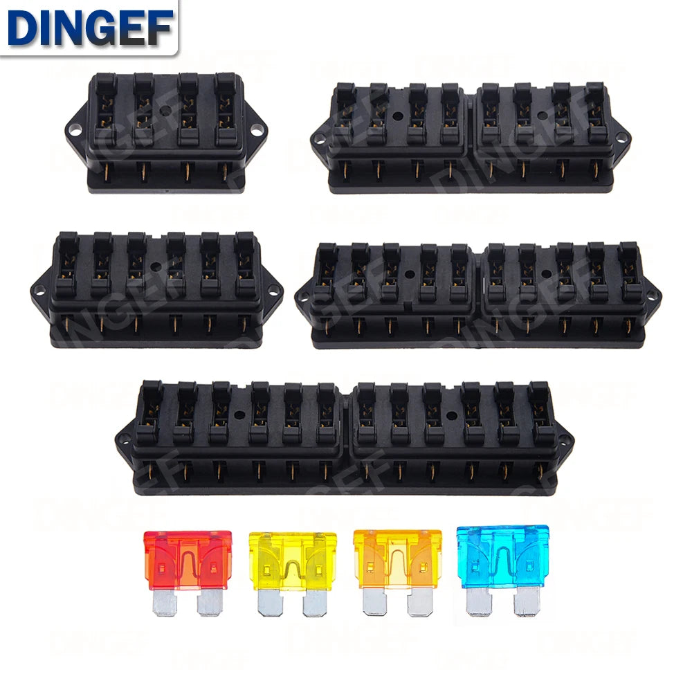4/6/8/12 Way Car Fuse Box Car Fuse Holder Car Truck Auto Blade Fuse Box with 4/6/8/12 Fuses for 12V 24V ATO Standard Circuit
