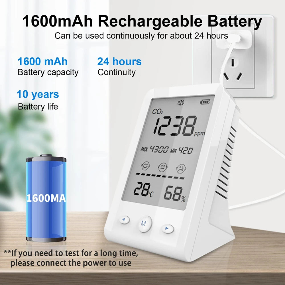 CO2 Infrared NDIR Sensor Air Quality  Detector Carbon Dioxide Temperature Humidity  Monitor Indoor Meter Digital Gas Analyzer