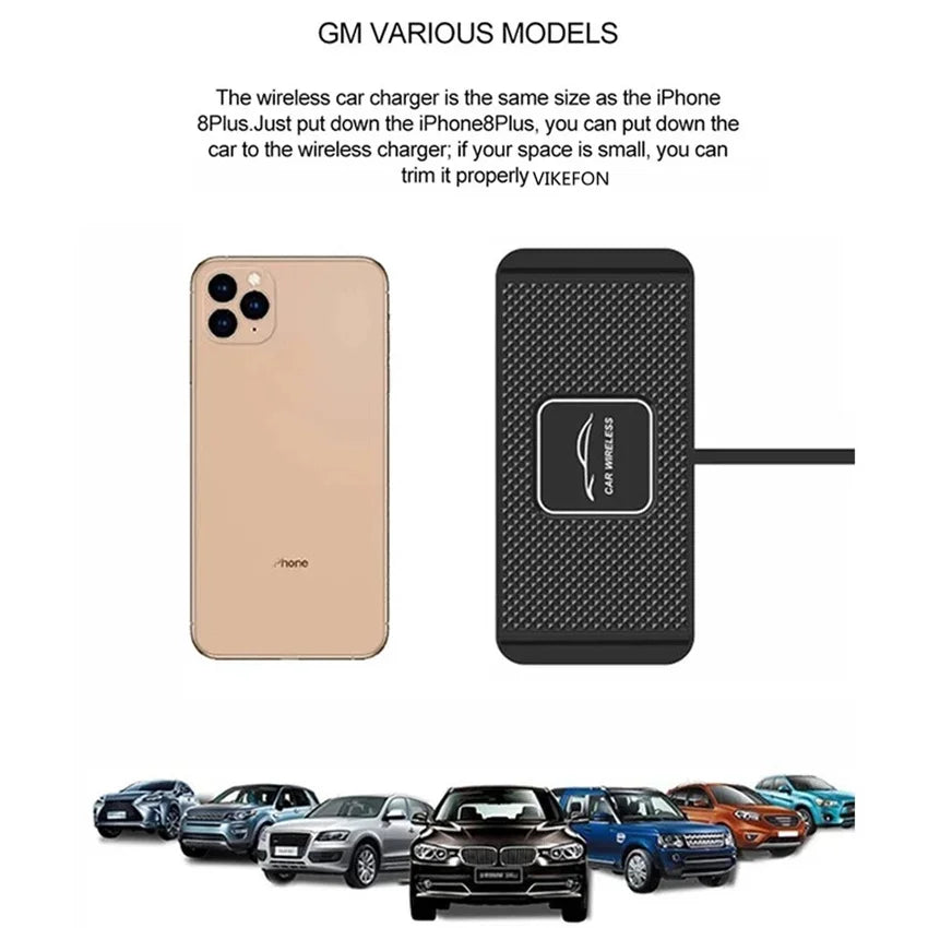 Wireless Charger Car Silicone Pad Stand For iPhone 17 16 14 13 12 Xiaomi Samsung Huawei Mobile Phone Fast Car Wireless Charging