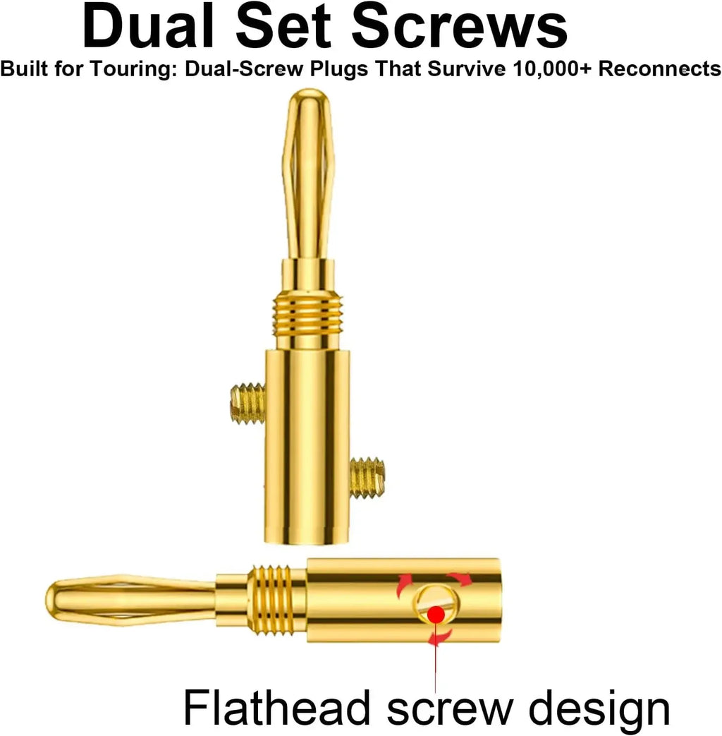 1-10PCS Dual Screw Locking 4MM Banana Plugs 24KGold Plated Copper OFC Speaker Connector for HIFI Audio System Terminal Adapter