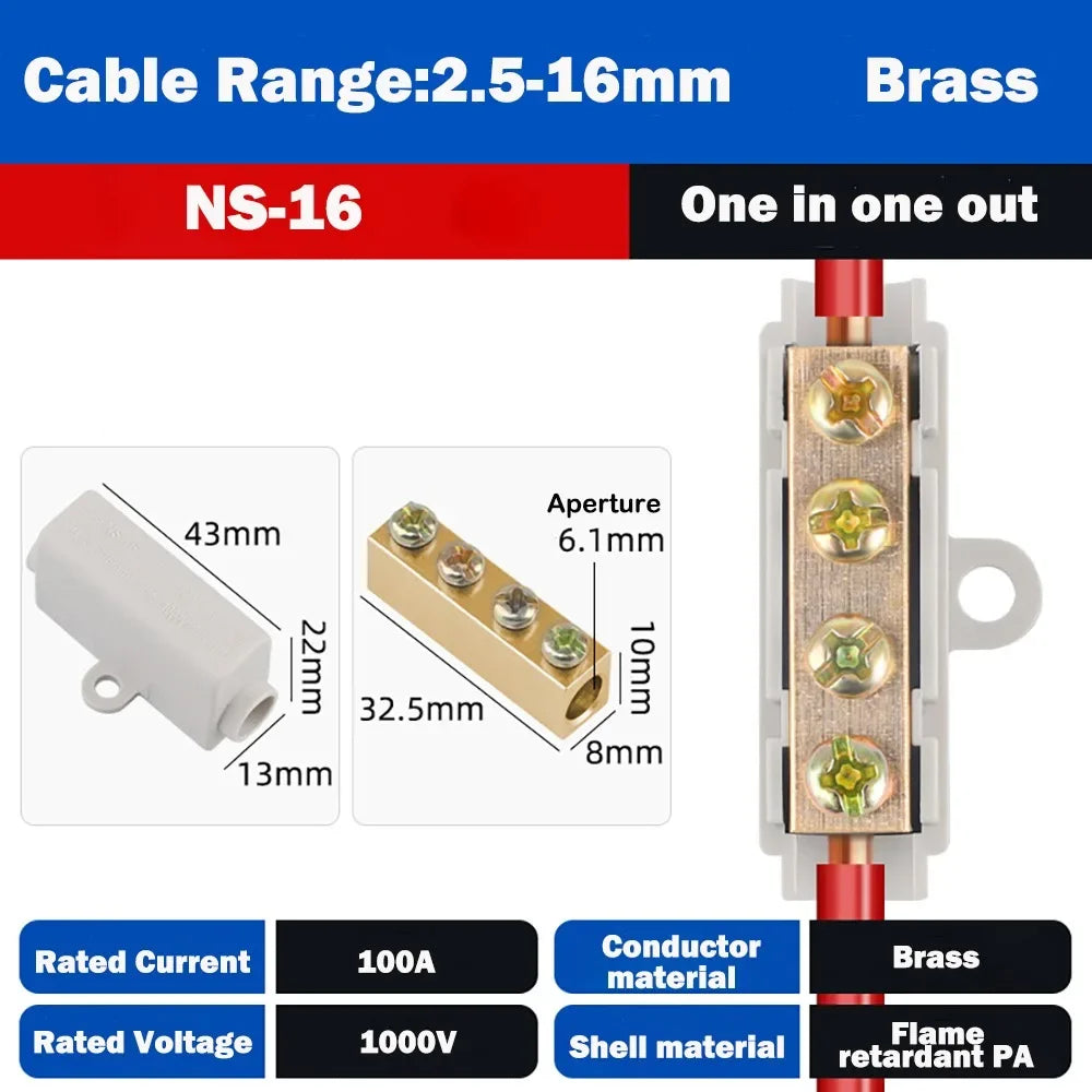 Wire Connector High Power Splitter Quick Electrical Cable Terminal Blocks Junction Box Connectors Large Current Conductor Brass