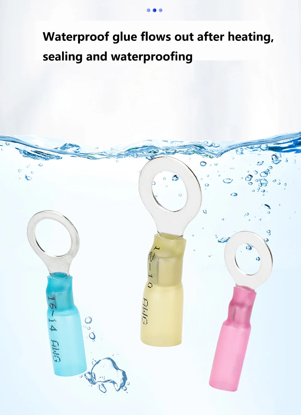 Heat Shrink Ring Round Insulated Terminals Wire Cable Connectors Wiring Crimp Terminals RV1.25/2-5/6/8 Marine Seal Up Waterproof