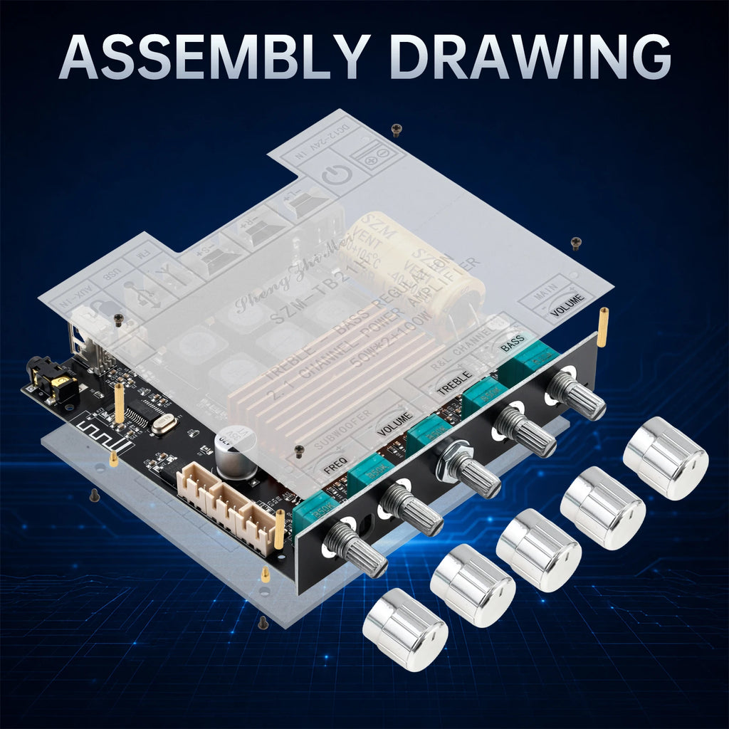 DC 12V-24V Audio Receiver Power Amplifier Module HiFi Chips SZM-TB21H TPA3116D2 Bluetooth Car Audio Speakers Amplifier Board