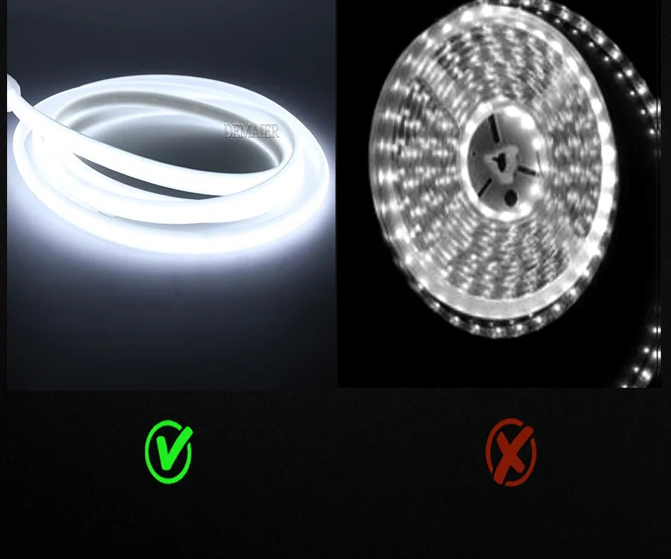 1M-50M 220V COB LED Strip Dimmable 360LEDs/m EU Plug Kitchen Home Room Decoration Flexible Ribbon for Outdoor Garden Lighting