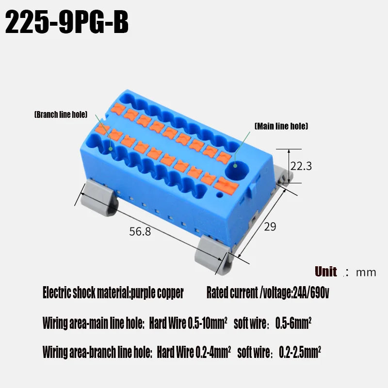 Fixed Modular Wire Connectors Compact Splicing Lighting Push-in Multi Link Terminal Block 1 in Multiple Out 225 Series 1