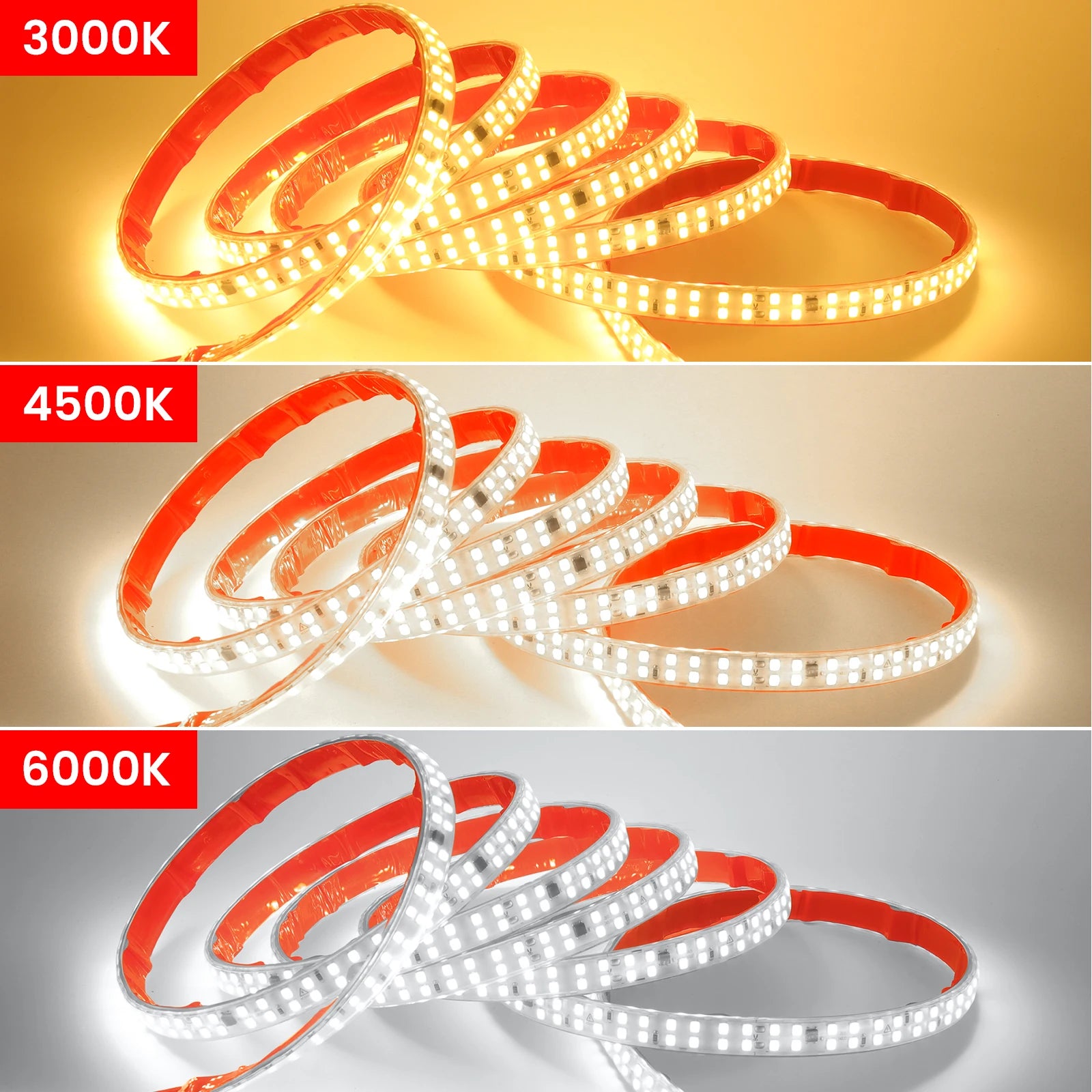 AC 220V LED Strip Waterproof 240Leds/M 3000K 4000K 6000K Home Decor Self Adhesive Tape Chain Light Flexible Ribbon Strip