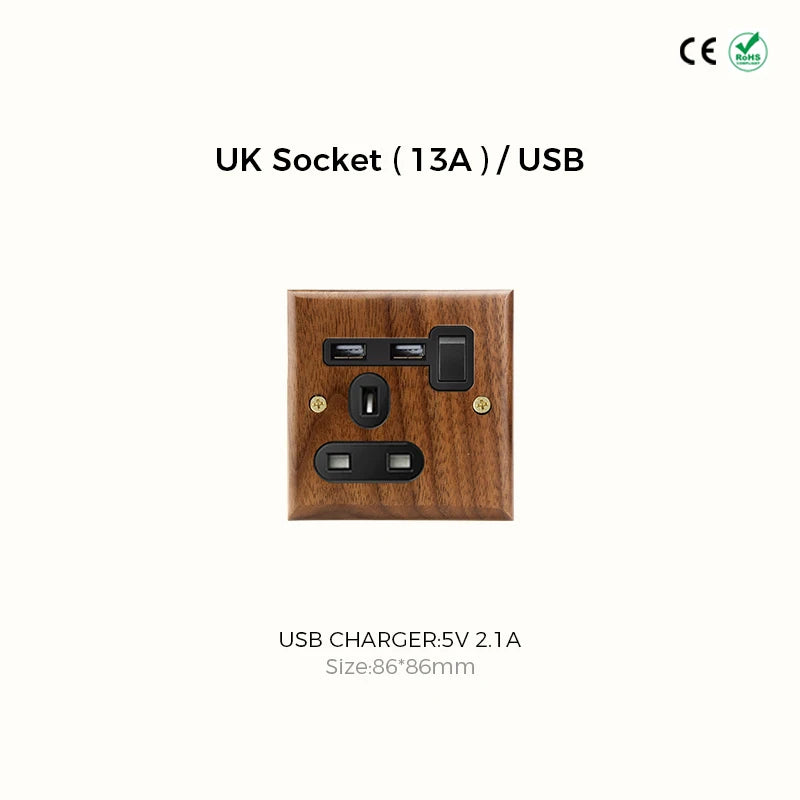 Avoir Retro Black Walnut Panel Toggle Switches USB Type C FR EU Socket Outlet Brass Lever Wall Light Switches Cat6 Rj45 For Home