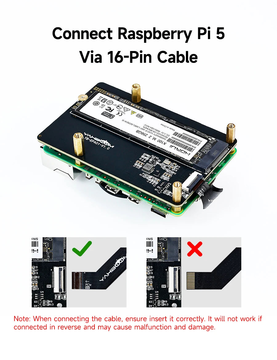 Raspberry Pi 5 Dedicated PCIE to M.2 NVME SSD Solid State Drive Expansion Board 2230 2242 2260 2280 Support Pi5 Active Cooler