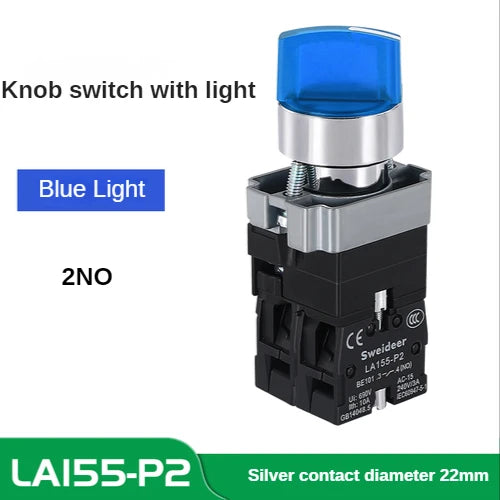 22MM Knob Switch Button LED Light Rotary Switch Momentary Latching 2/3 Position ON/OFF Power Switch 6V12V24V220V380V110V TURN