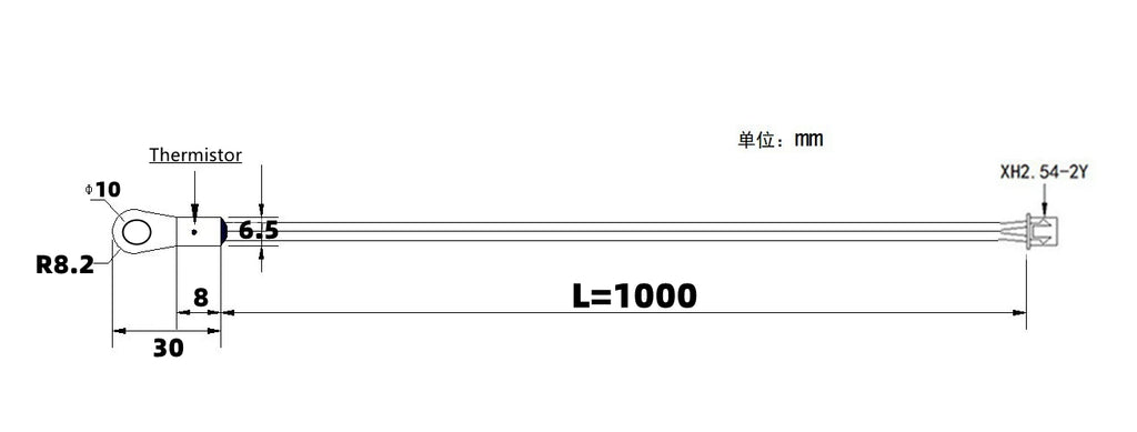2PCS M10 Surface Fixed Temperature Probe NTC -10K B3950 1% Thermistor Negative Temperature Coefficient Probe 1M