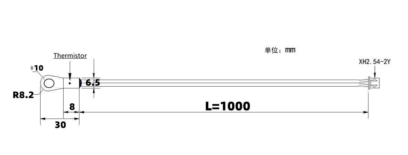 2PCS M10 Surface Fixed Temperature Probe NTC -10K B3950 1% Thermistor Negative Temperature Coefficient Probe 1M