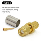 SMA RPSMA Male Plug Female Jack Crimp RF Coaxial Connector Bulkhead RP SMA 5D-FB 50-5 RG5 RG6 LMR300 Cable Wire Terminals 50ohm
