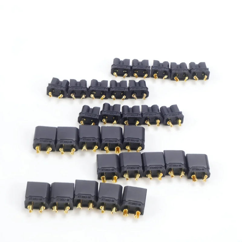 5/10/15 Pairs of XT30-U Male and Female Bullet Connectors; with Heat Shrink Tubing; Power Battery Plug for RC Lithium Batteries