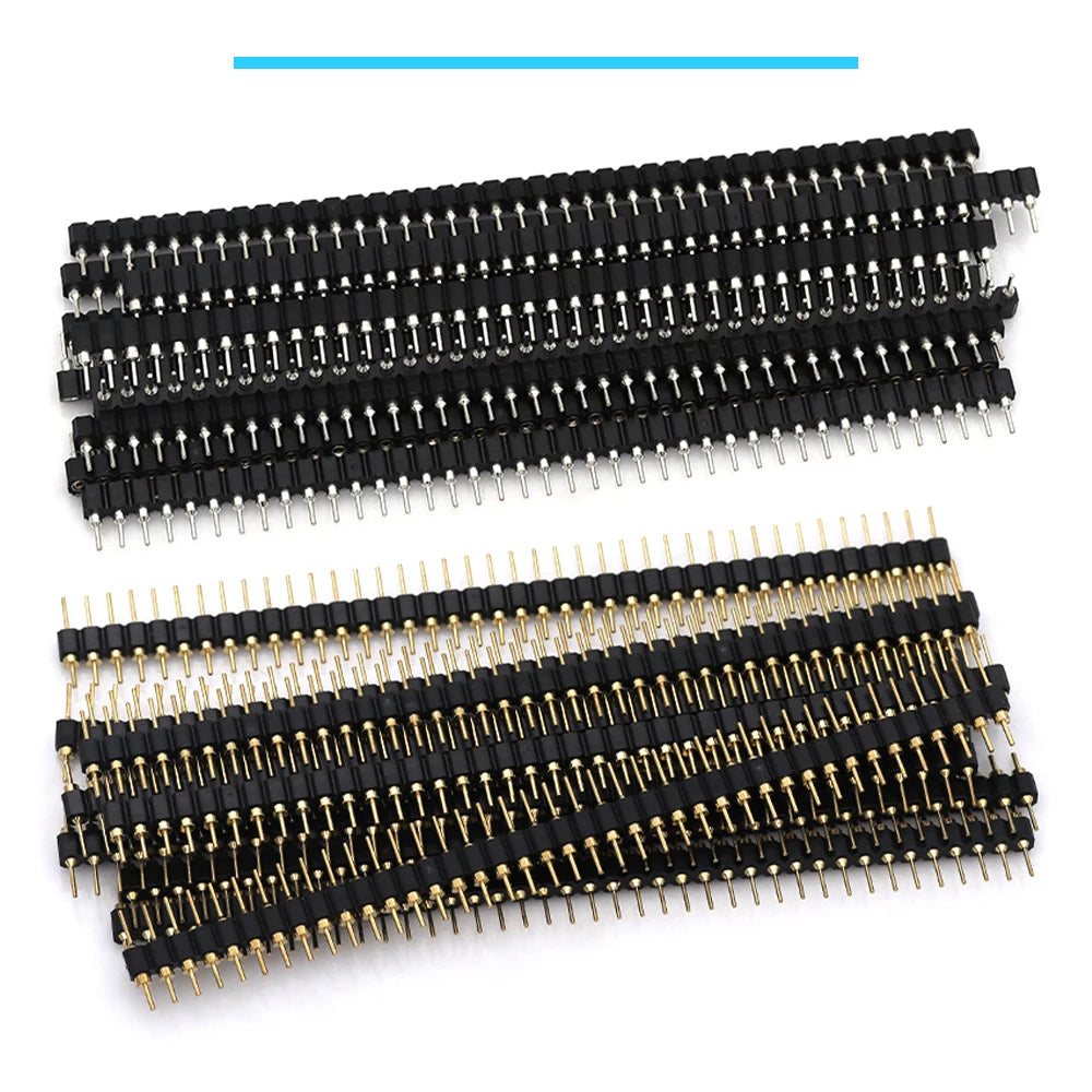 Javino 5/20/50Pcs 1x40 Pin Connector Header Strip Male Female Header Single Row 40 Pin 2.54mm Pin Connector Strip Round Needle