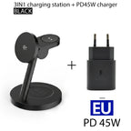 3in1 Qi2.2 25W Fast Wireless Charging Station 45W PD Plug For iPhone 17 16 Pro Max Plus Apple Watch Ultra SE 3 11 10 AirPods