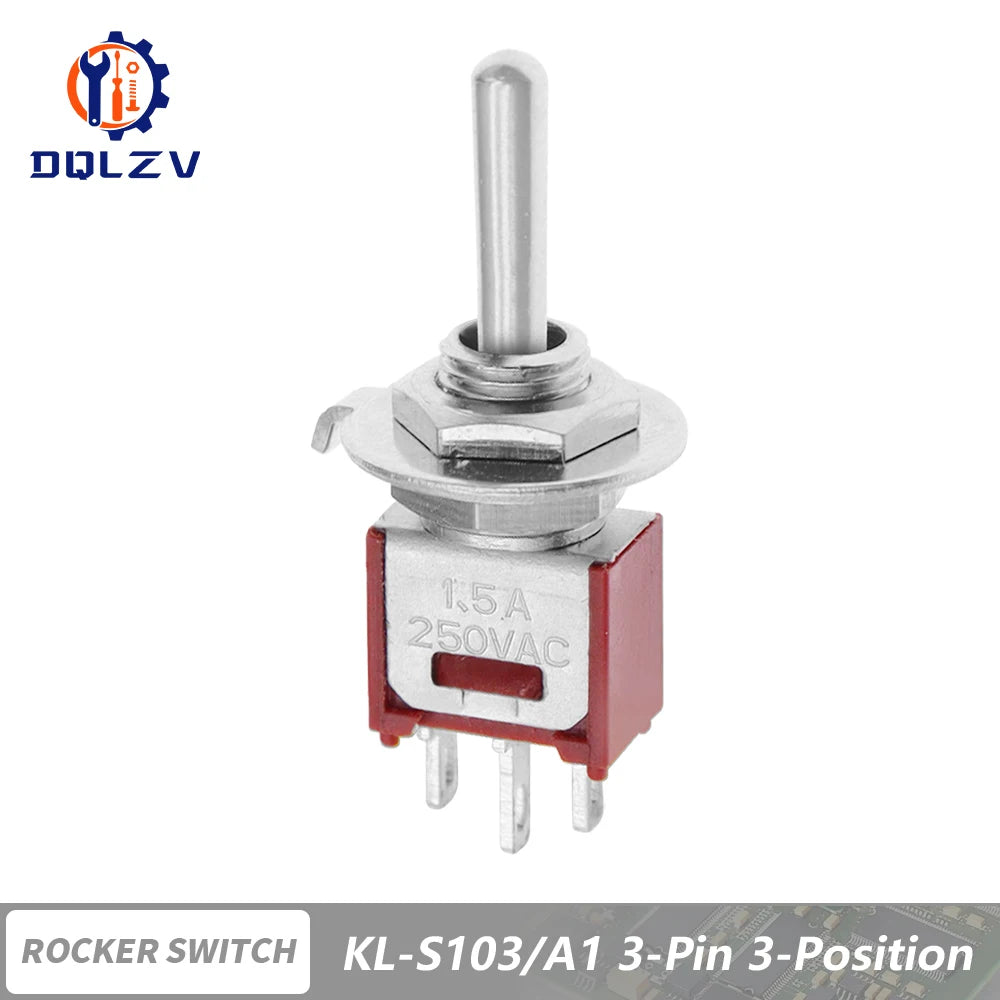 5MM Mini Toggle Switch SMTS-102 250V/1.5A SPDT 3/6 Pin On On 2/3 Position Red Color Stitch Pins SMTS-202 ﻿