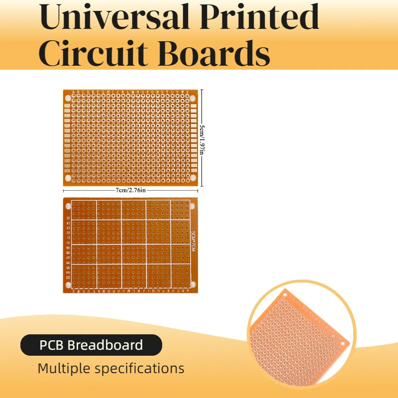 1-10PCS 5*7CM 7x9cm 9x15cm PCB Breadboard Protoboard Single-Sided Universal Printed Circuit Boards 2.54  MM Thick DIY Set Yellow